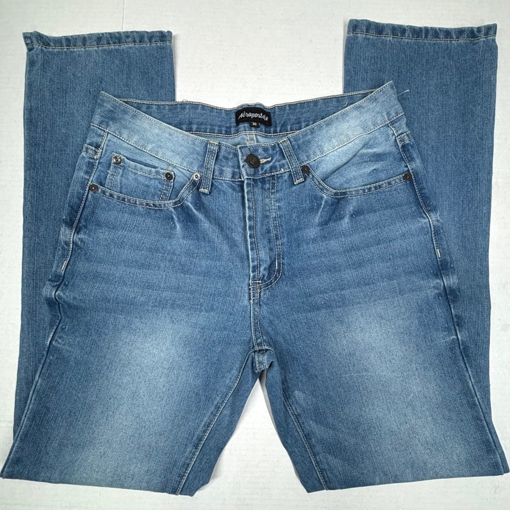 Aeropostale Womens Blue Wash Denim Bootcut Jeans 30X32 Faded‎ EUC